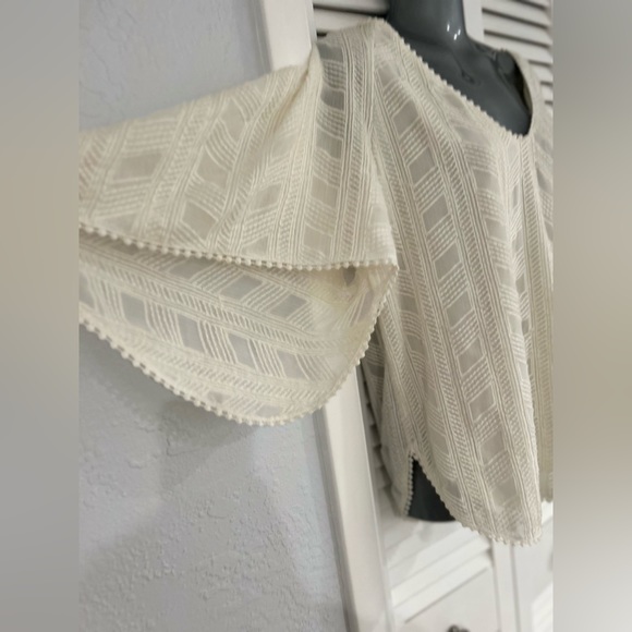 Amanda Uprichard cream colored herringbone patterned top au medium - Picture 7 of 7